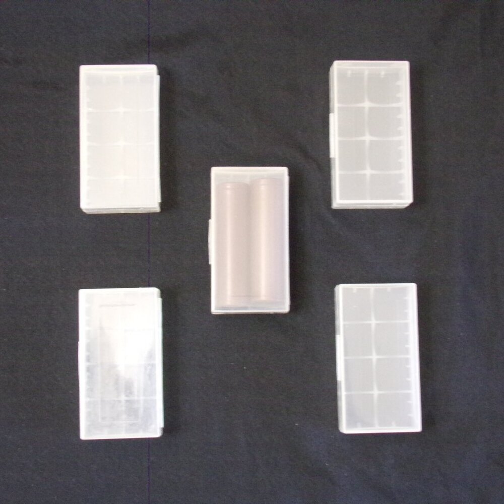 5 - 18650 Battery Storage Case W/Clip for 2x Rechargeable Battery Waterproof